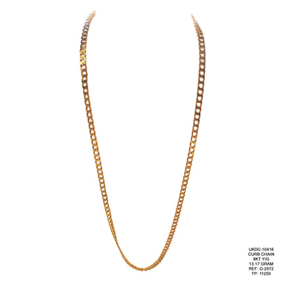 9KT Yellow Gold Curb Chain 13.17GM – Stylish Classic Gold Chain