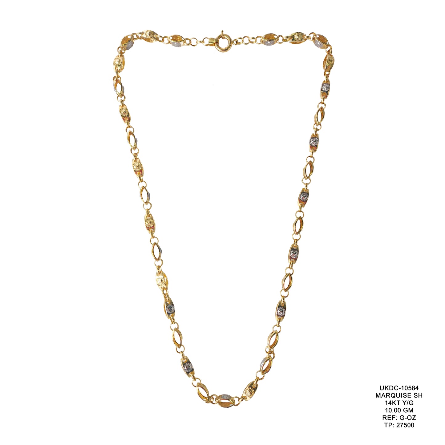 14KT Yellow Gold Marquise Design Chain 10.00GM – Elegant Luxury Gold Chain