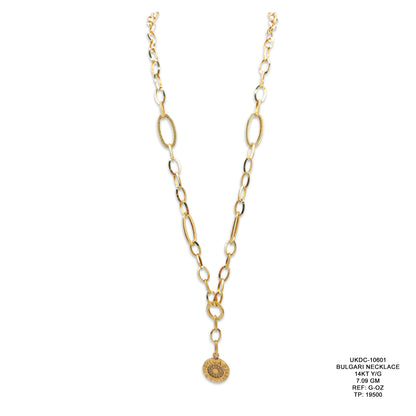 14KT Yellow Gold Bulgari Style Necklace 7.09GM – Luxury Designer Inspired Gold Necklace