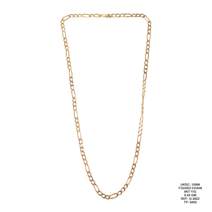 9KT Yellow Gold Figaro Chain 9.45GM – Elegant Classic Figaro Gold Chain