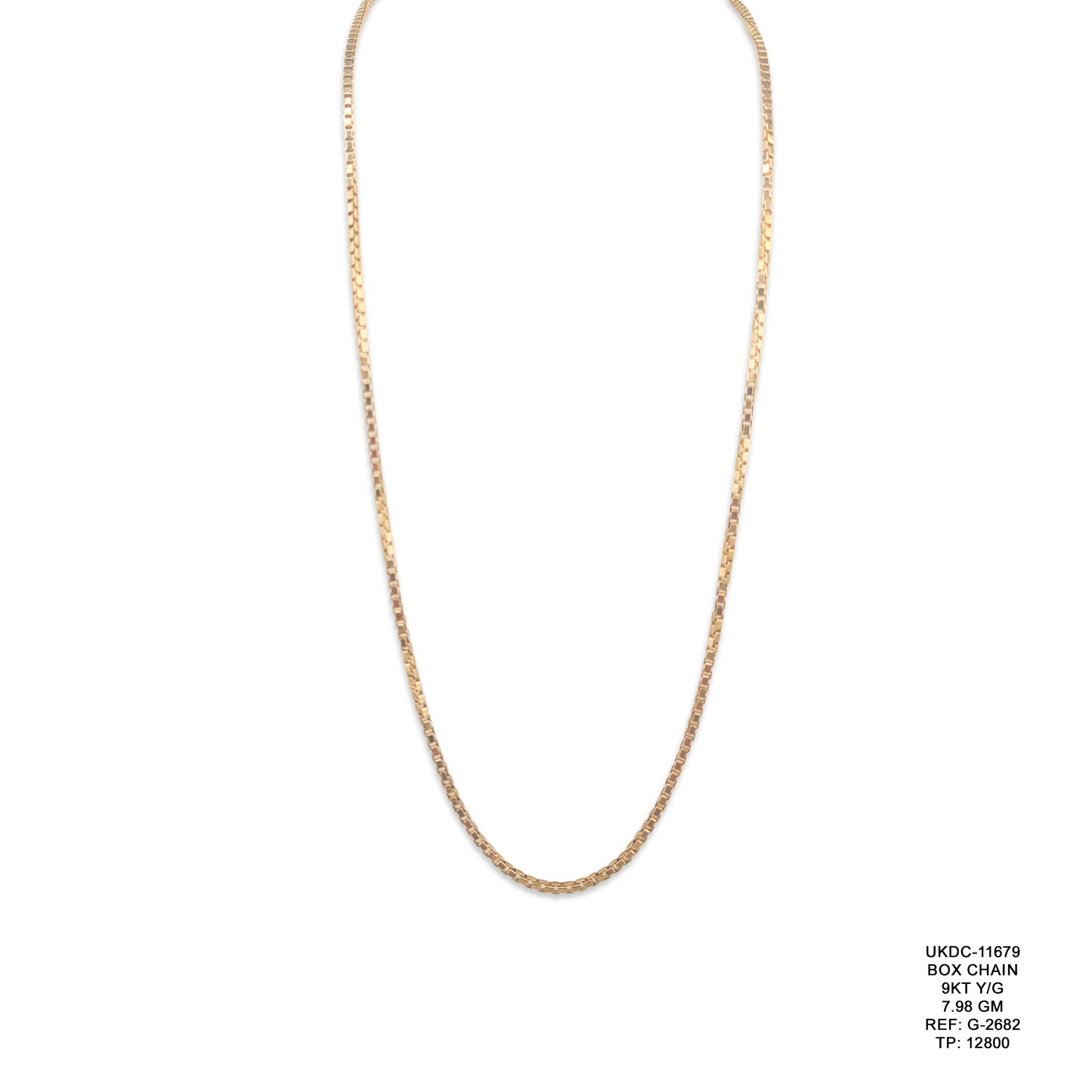 9KT Yellow Gold Box Chain 7.98GM – Premium Gold Box Link Necklace for Men & Women
