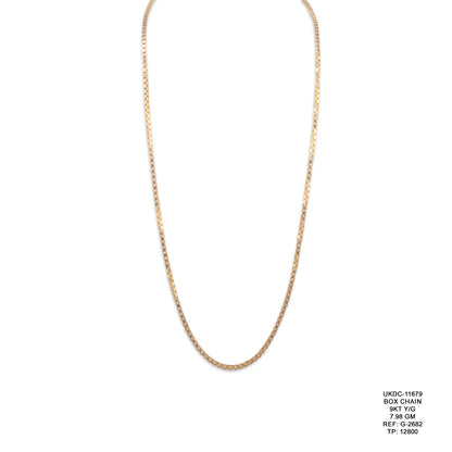 9KT Yellow Gold Box Chain 7.98GM – Premium Gold Box Link Necklace for Men & Women