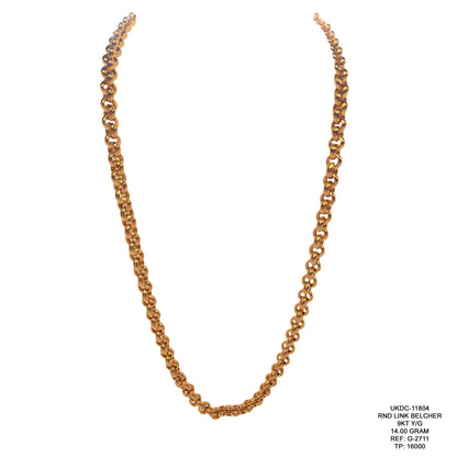 9KT Yellow Gold Round Link Belcher Chain 14.00GM – Classic Luxury Gold Chain