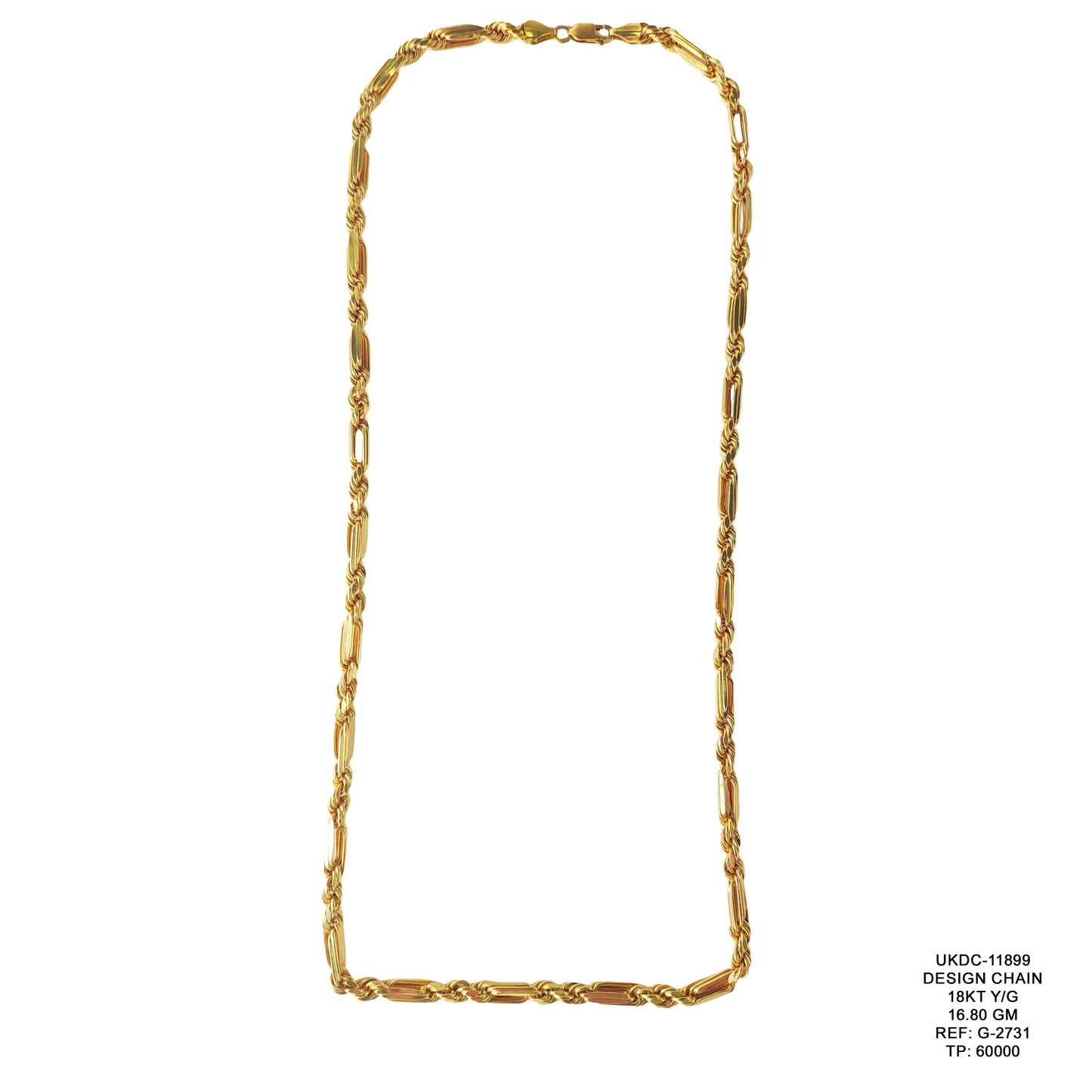 18KT Yellow Gold Designer Chain 16.80GM – Premium Luxury Gold Chain