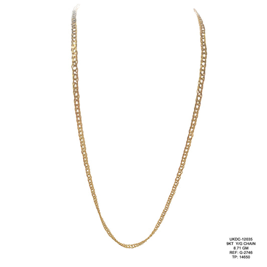 9KT Yellow Gold Chain 8.71GM – Elegant Lightweight Gold Jewellery