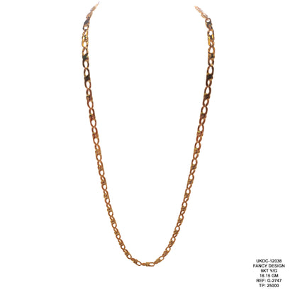 9KT Yellow Gold Fancy Design Chain 18.15GM – Elegant Luxury Gold Jewellery
