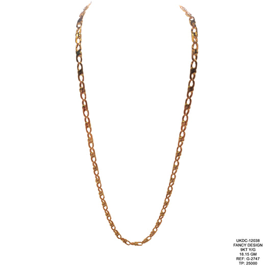9KT Yellow Gold Fancy Design Chain 18.15GM – Elegant Luxury Gold Jewellery