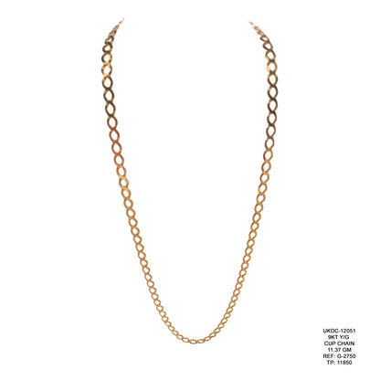 9KT Yellow Gold Cup Chain 11.37GM – Elegant Designer Gold Chain