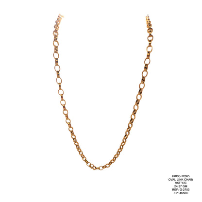 9KT Yellow Gold Oval Link Chain 24.37GM – Elegant Luxury Gold Chain
