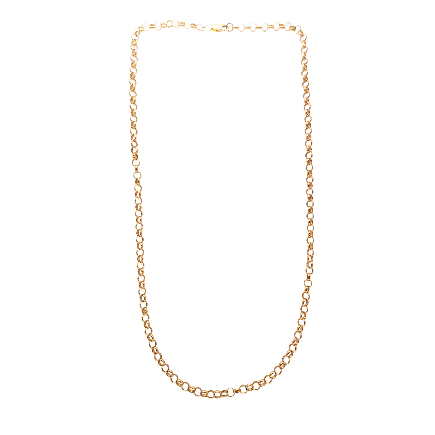 9KT Yellow Gold Round Link Belcher Chain 25.13GM – Premium Classic Gold Chain