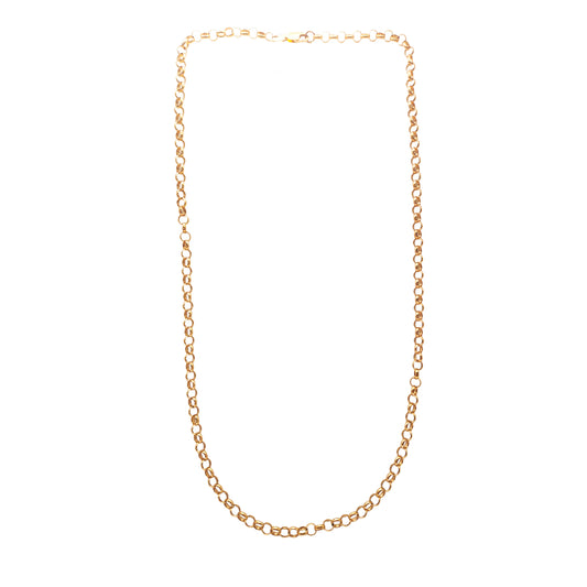 9KT Yellow Gold Round Link Belcher Chain 25.13GM – Premium Classic Gold Chain