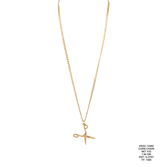 9KT Yellow Gold Curb Chain 1.84GM – Lightweight Classic Gold Chain Necklace