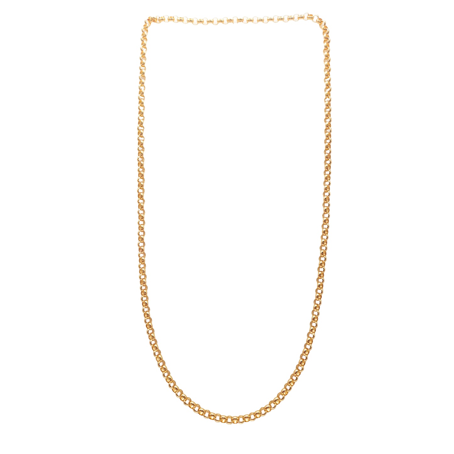 9KT Yellow Gold Round Link Belcher Chain 22.50GM – Elegant Luxury Gold Chain