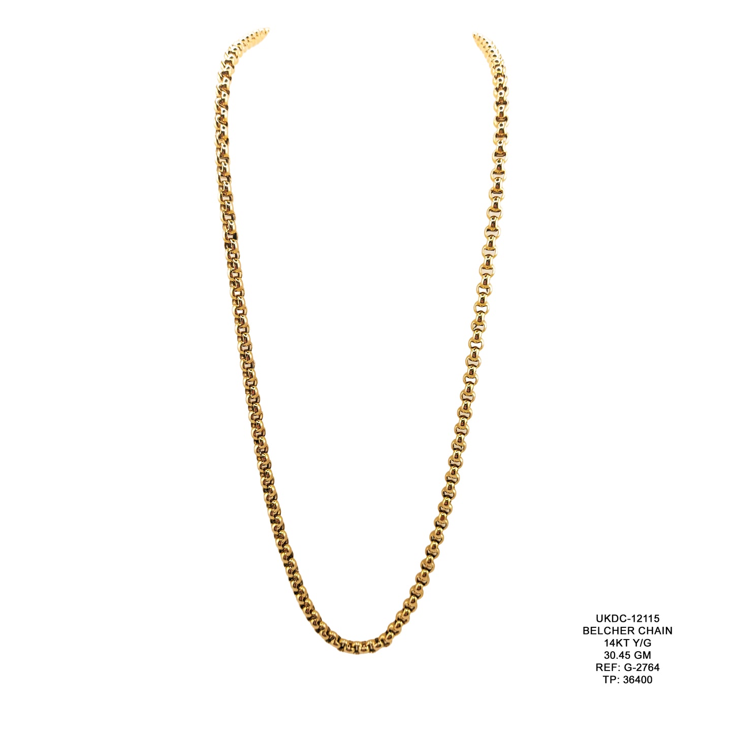 14KT Yellow Gold Belcher Chain 30.45GM – Heavy Luxury Gold Chain Necklace