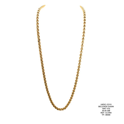 14KT Yellow Gold Belcher Chain 30.45GM – Heavy Luxury Gold Chain Necklace