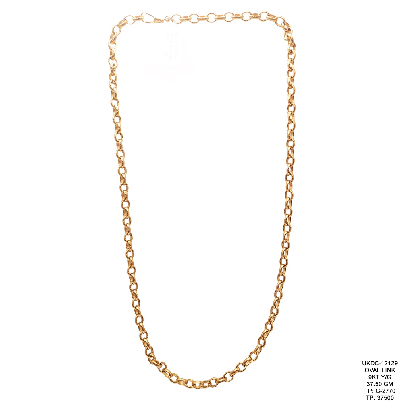 9KT Yellow Gold Oval Link Chain 37.50GM – Luxury Statement Gold Chain