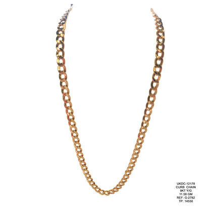 9KT Yellow Gold Curb Chain 11.58GM – Classic Elegant Gold Chain