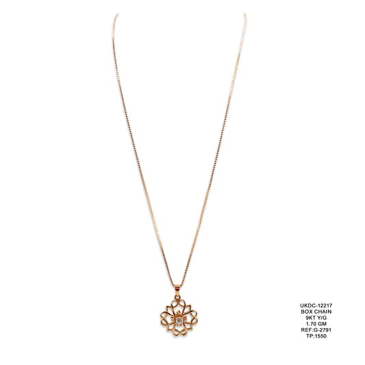 9KT Yellow Gold Box Chain 1.70GM – Elegant Lightweight Gold Chain Necklace