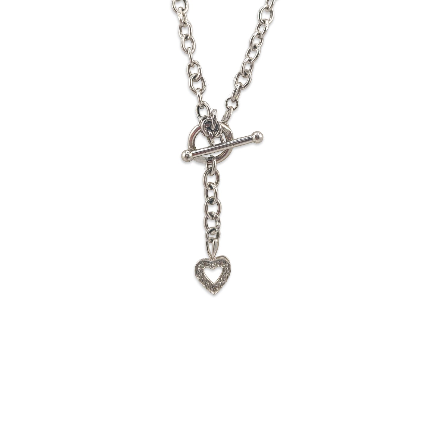 9KT White Gold T-Bar Heart Necklace 4.30GM – Elegant Heart Pendant Chain for Women