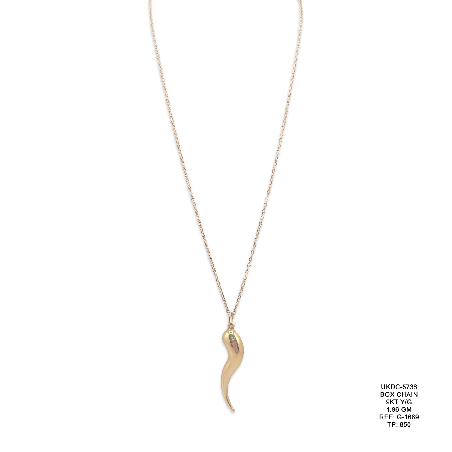 9KT Yellow Gold Box Chain 1.96GM – Lightweight Classic Gold Box Link Necklace