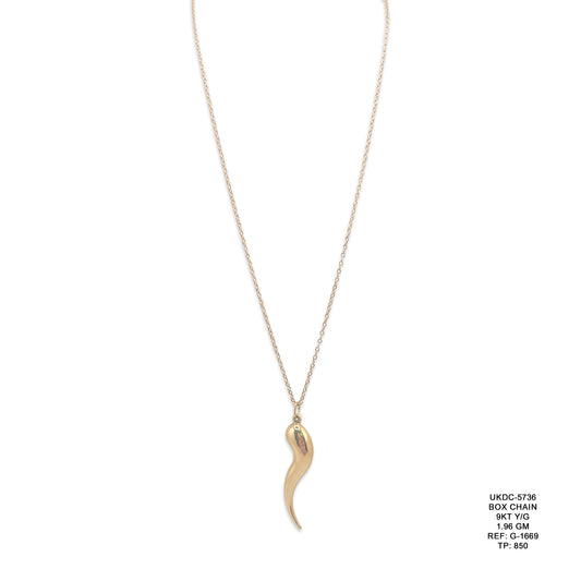 9KT Yellow Gold Box Chain 1.96GM – Lightweight Classic Gold Box Link Necklace