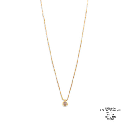14KT Yellow Gold Rope Design Chain 3.87GM – Elegant Twisted Gold Chain Necklace