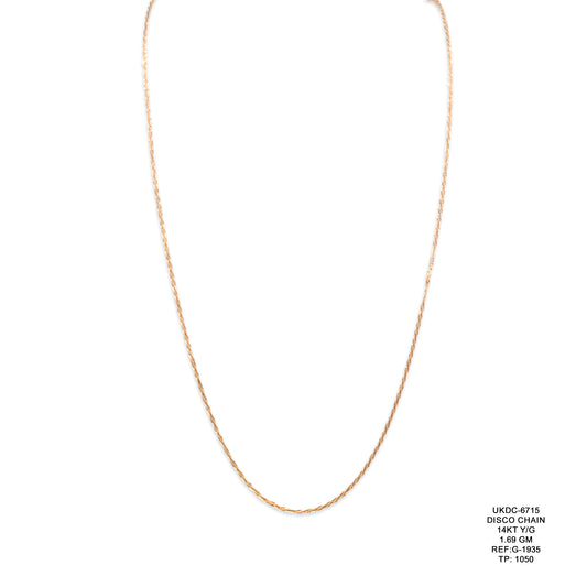 14KT Yellow Gold Disco Chain 1.69GM – Sparkling Lightweight Gold Chain Necklace