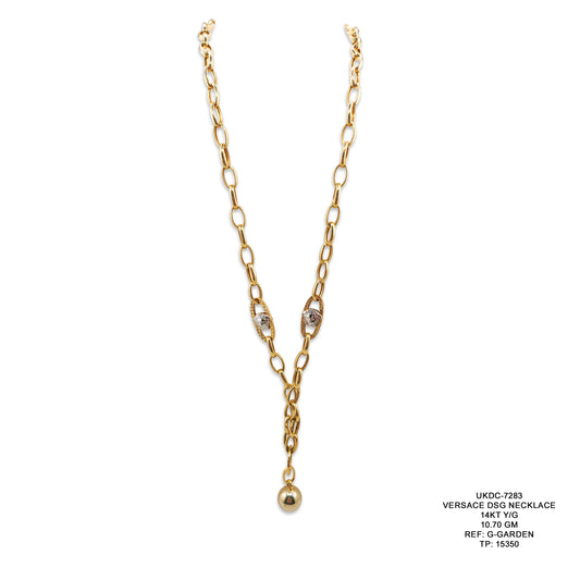 14KT Yellow Gold Versace Style Designer Necklace 10.70GM – Luxury Fashion Gold Necklace