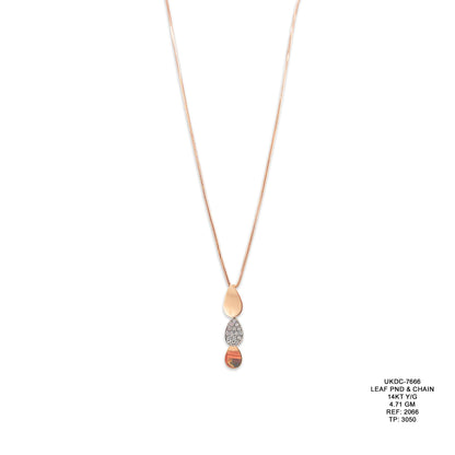 14KT Yellow Gold Leaf Pendant & Chain 4.71GM – Elegant Nature Inspired Gold Necklace