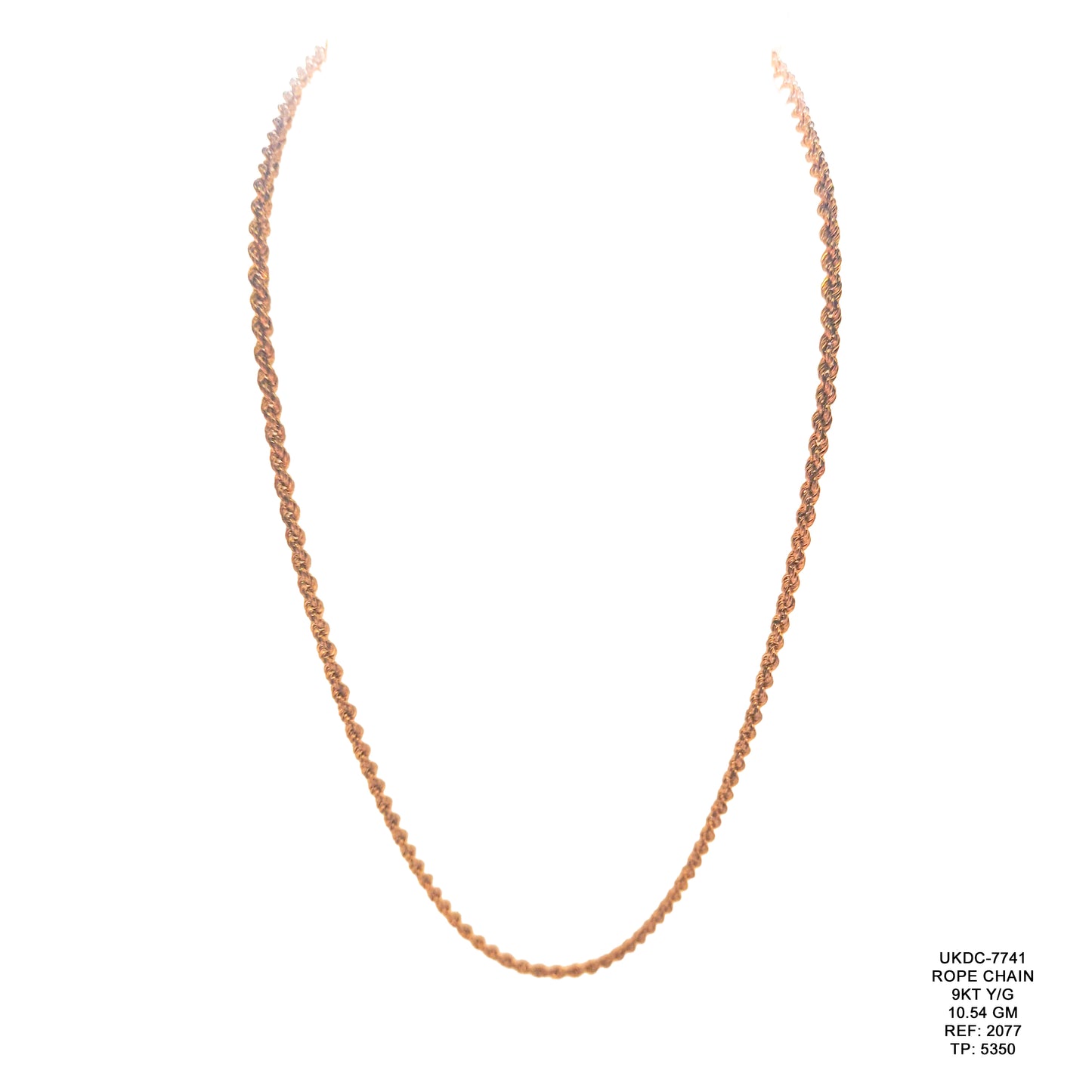 9KT Yellow Gold Rope Chain 10.54GM – Elegant Twisted Gold Chain