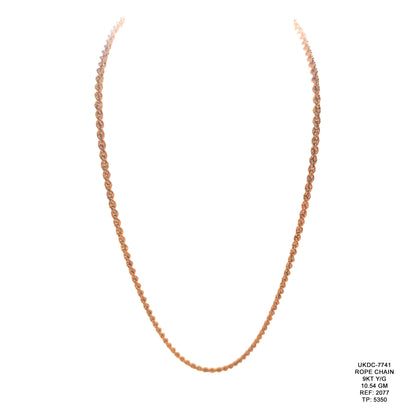 9KT Yellow Gold Rope Chain 10.54GM – Elegant Twisted Gold Chain