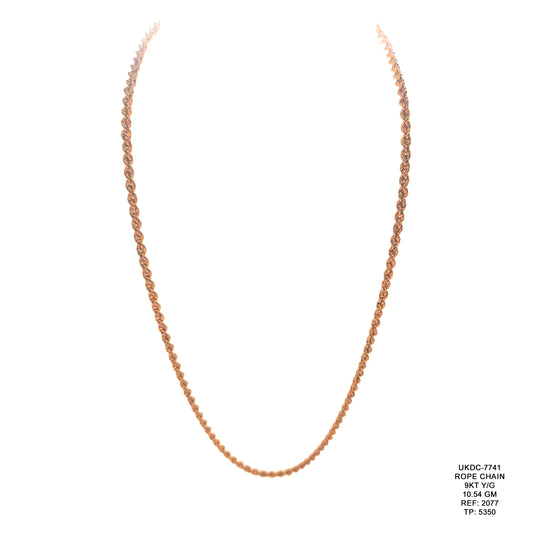 9KT Yellow Gold Rope Chain 10.54GM – Elegant Twisted Gold Chain