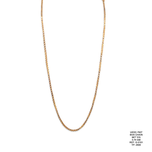 9KT Yellow Gold Box Chain 5.74GM – Elegant Gold Box Link Necklace