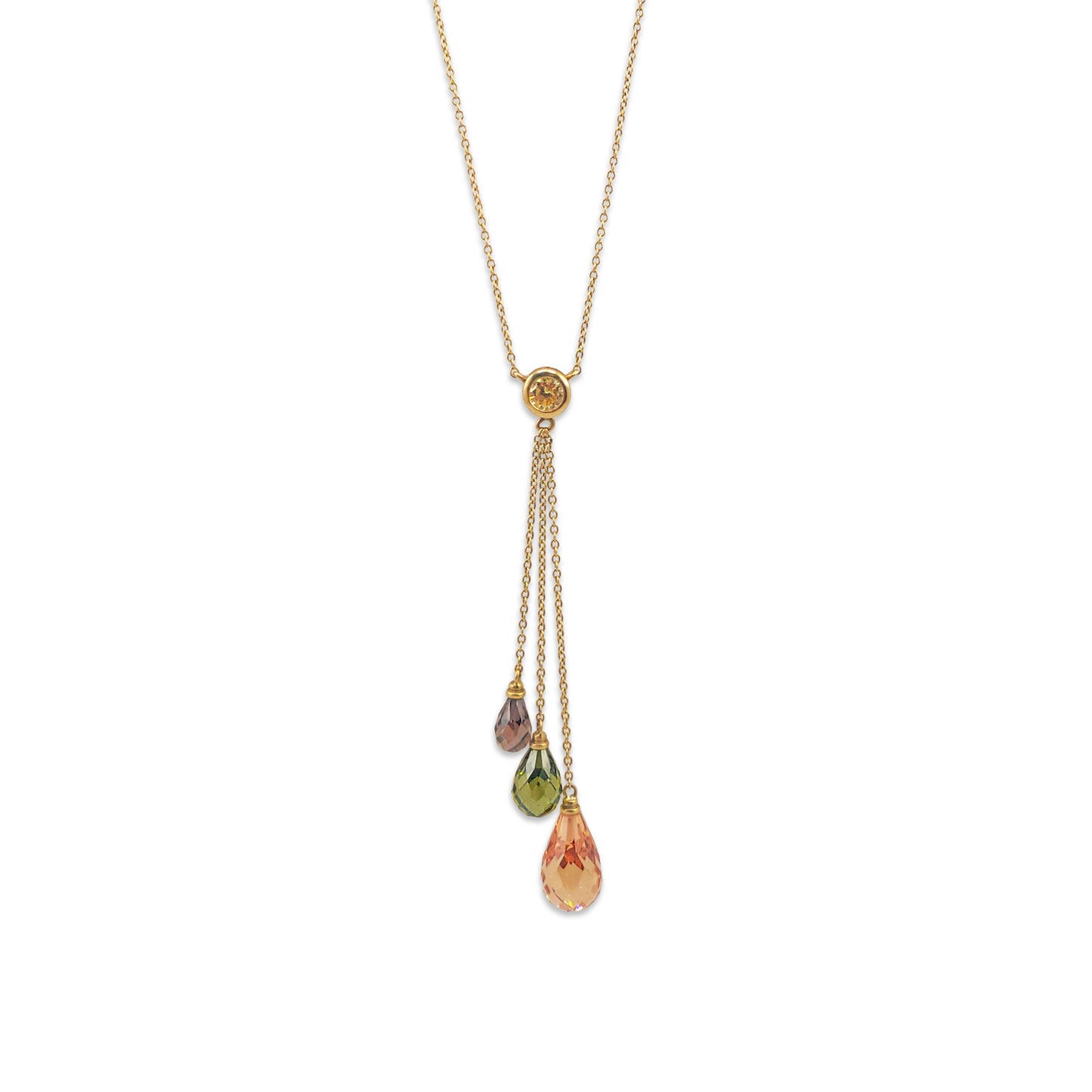 9KT Gold Colour Stone & Diamond Necklace 4.63GM – Elegant Gemstone and Diamond Accent Necklace