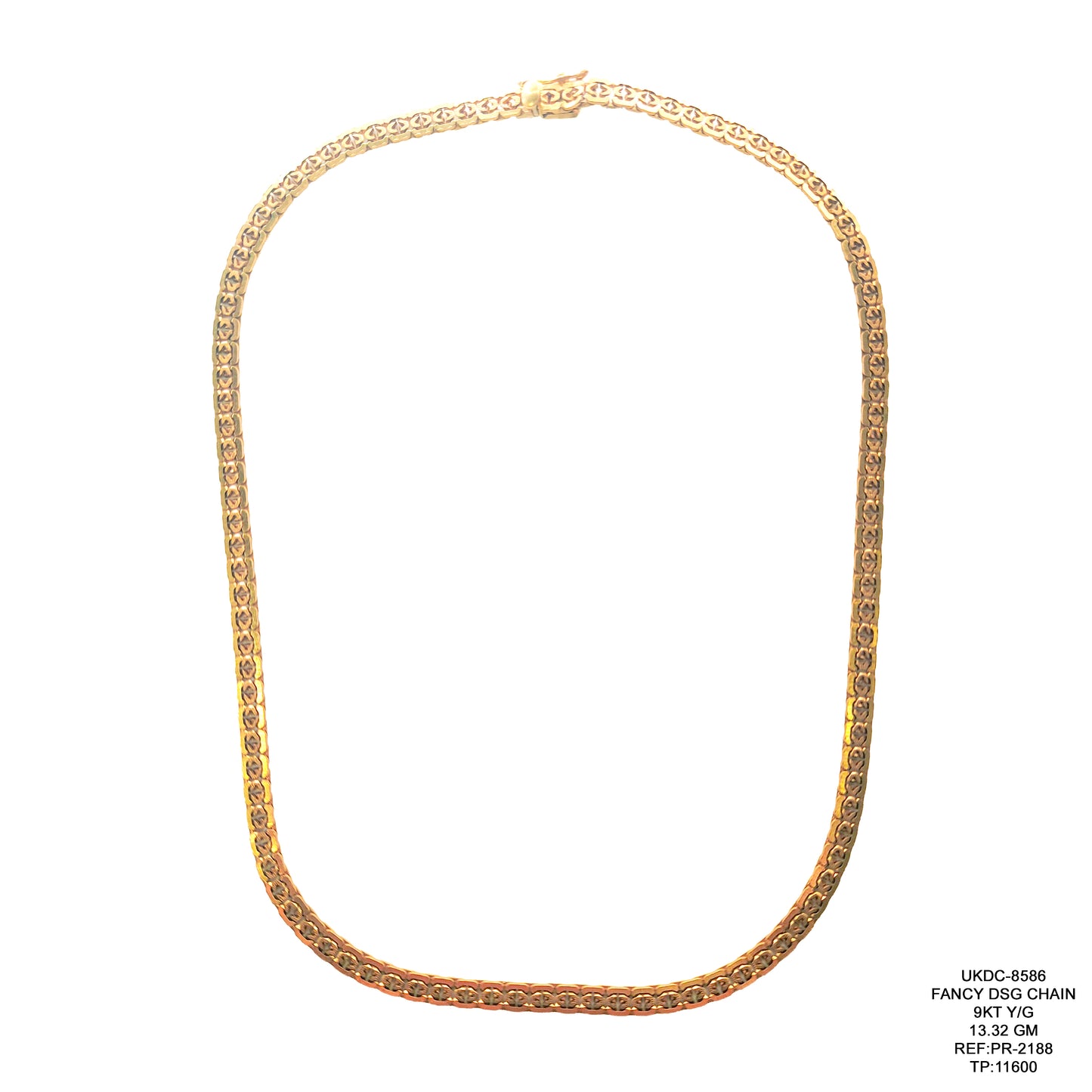 9KT Yellow Gold Fancy Design Chain 13.32GM – Elegant Designer Gold Chain