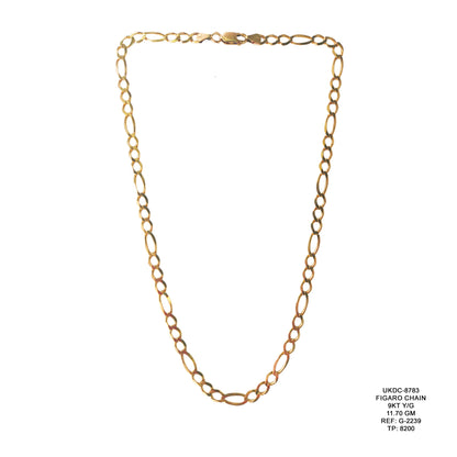 9KT Yellow Gold Figaro Chain 11.70GM – Elegant Classic Gold Chain