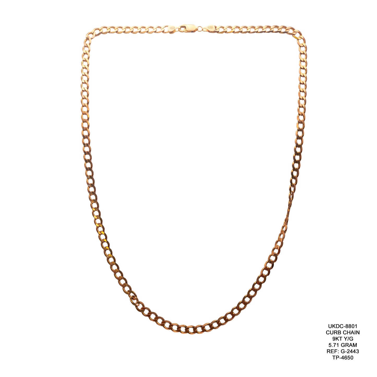 9KT Yellow Gold Curb Chain 5.71GM – Elegant Lightweight Gold Chain