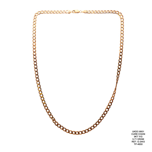 9KT Yellow Gold Curb Chain 5.71GM – Elegant Lightweight Gold Chain