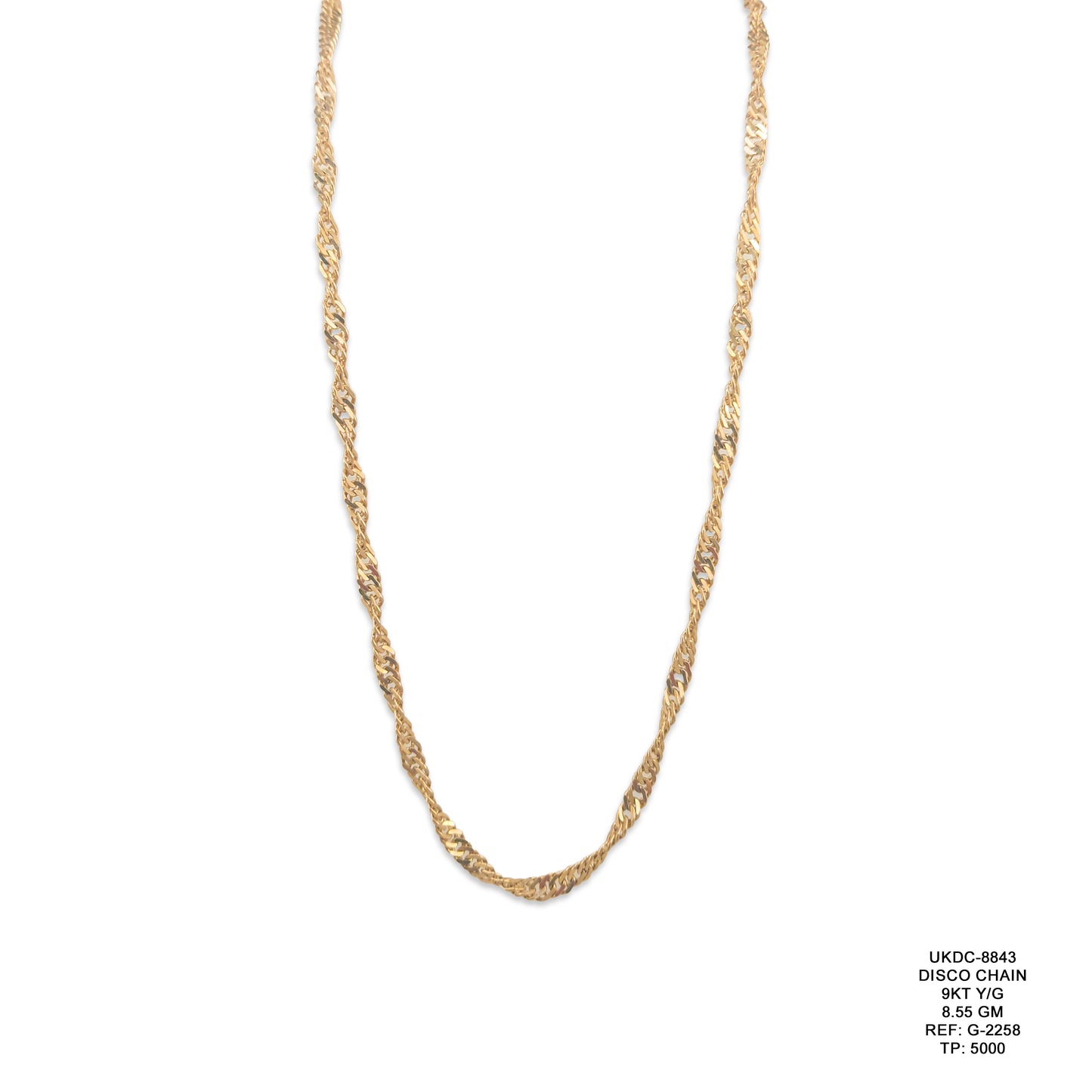 9KT Yellow Gold Disco Chain 8.55GM – Luxury Sparkling Gold Chain Necklace