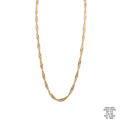 9KT Yellow Gold Disco Chain 8.55GM – Luxury Sparkling Gold Chain Necklace