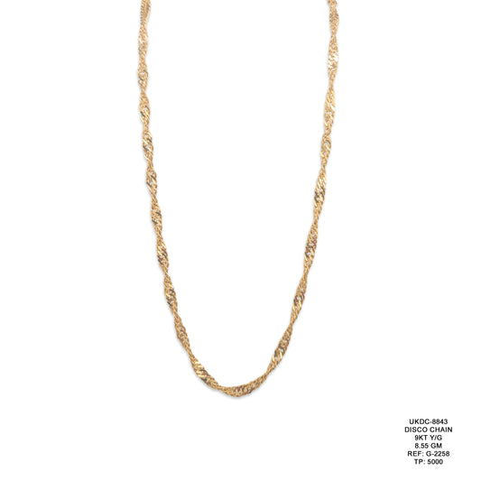 9KT Yellow Gold Disco Chain 8.55GM – Luxury Sparkling Gold Chain Necklace