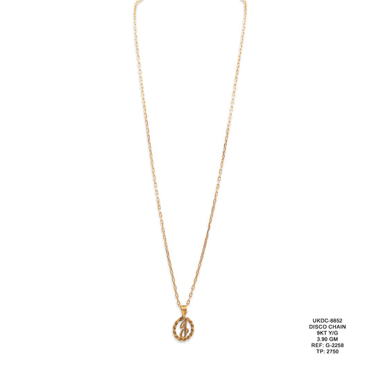 9KT Yellow Gold Disco Chain 3.90GM – Sparkling Gold Chain Necklace for Everyday Elegance