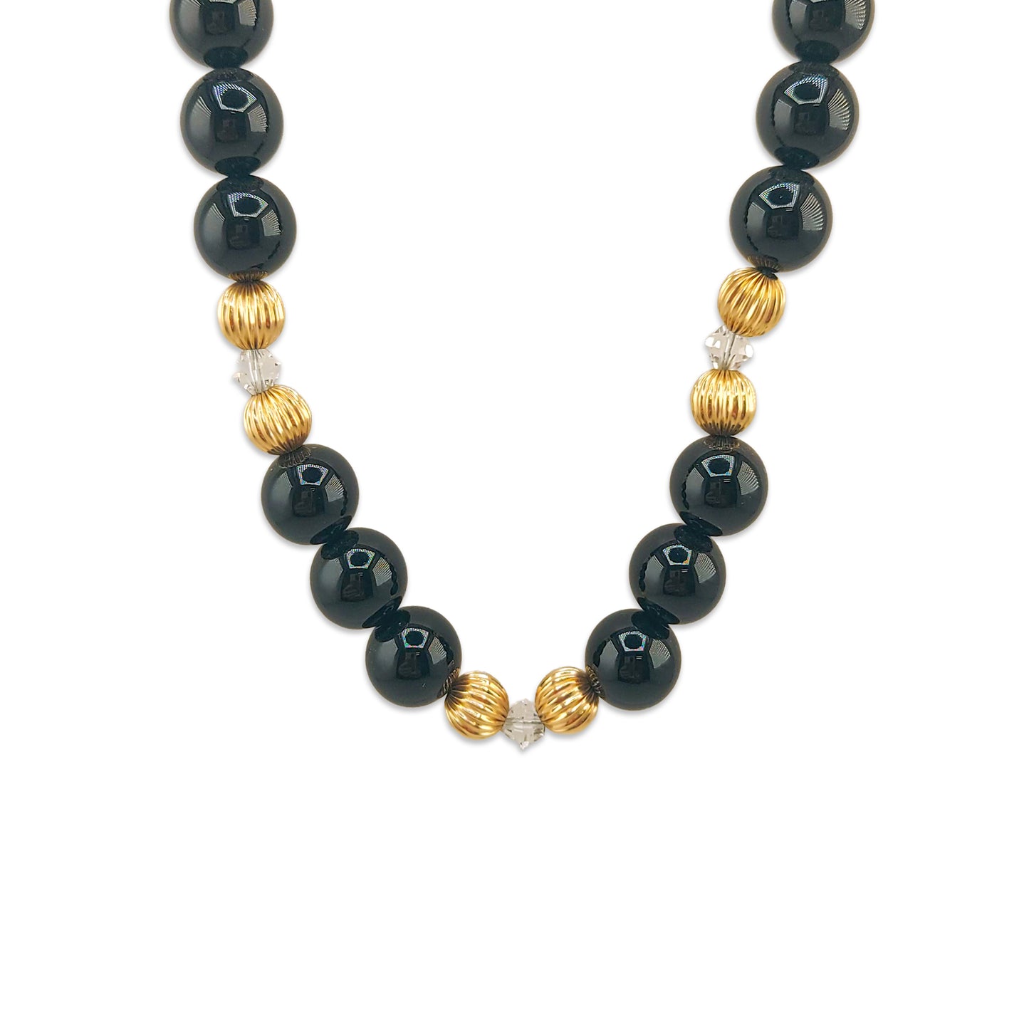 9KT Yellow Gold Black Onyx Necklace 76.70GM – Luxury Black Onyx & Gold Statement Jewellery
