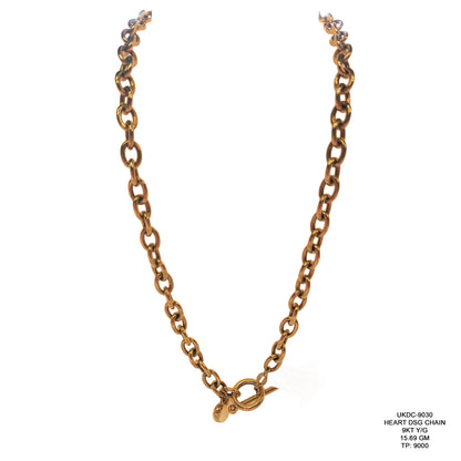 9KT Yellow Gold Heart Design Chain 15.69GM – Elegant Romantic Gold Chain