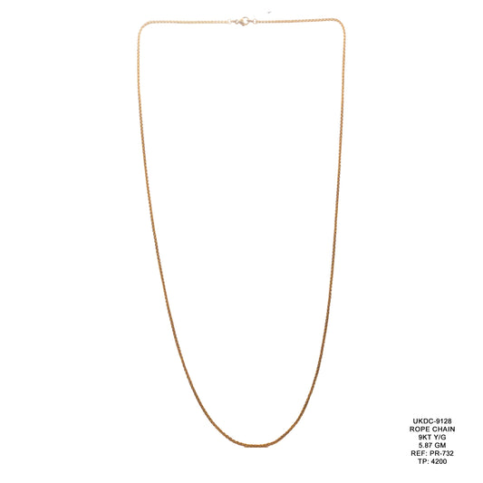 9KT Yellow Gold Rope Chain 5.87GM – Lightweight Twisted Gold Chain