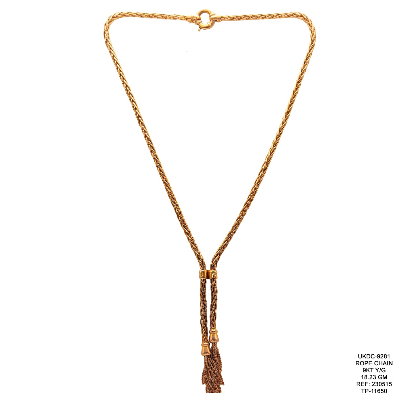 9KT Yellow Gold Rope Chain 18.23GM – Classic Twisted Luxury Gold Chain