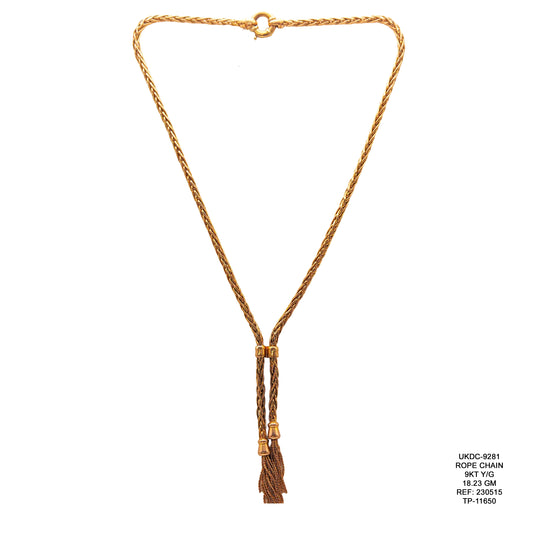 9KT Yellow Gold Rope Chain 18.23GM – Classic Twisted Luxury Gold Chain