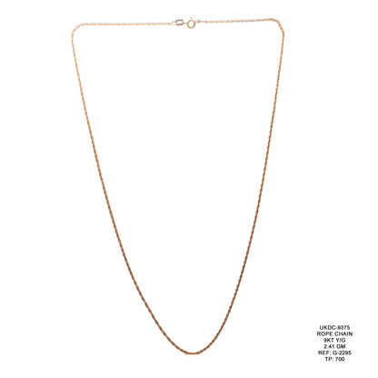 9KT Yellow Gold Rope Chain 2.41GM – Delicate Lightweight Gold Chain