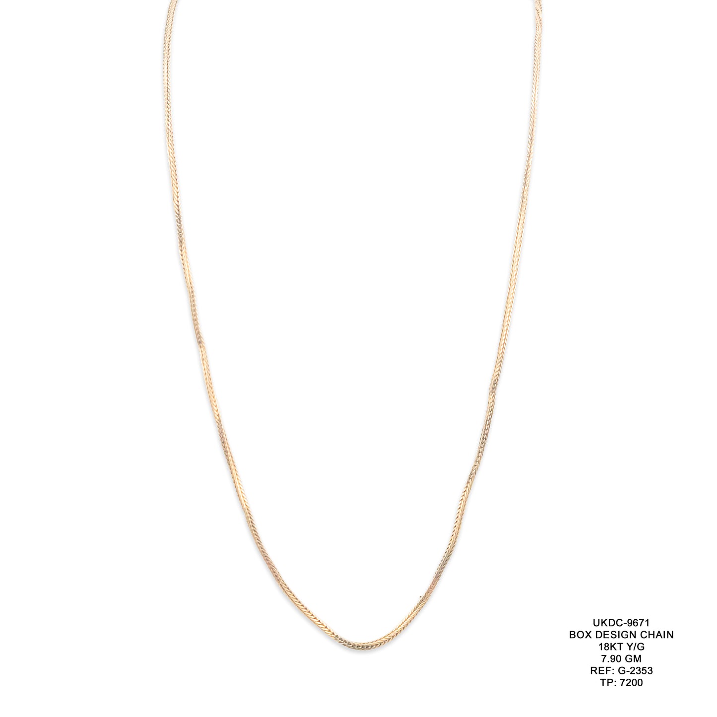 18KT Yellow Gold Box Design Chain 7.90GM – Luxury Geometric Gold Chain Necklace