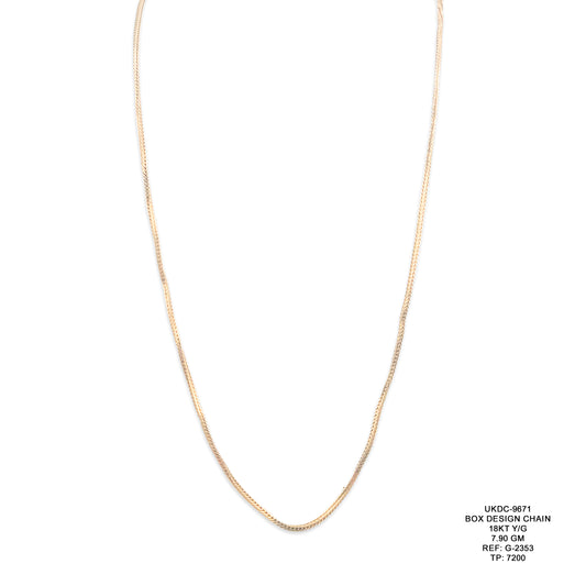 18KT Yellow Gold Box Design Chain 7.90GM – Luxury Geometric Gold Chain Necklace